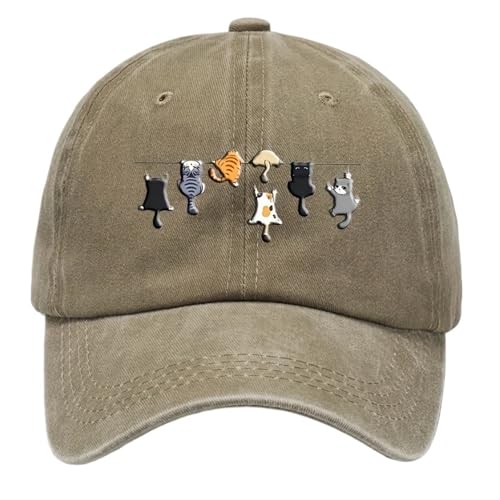 Casquette de baseball vintage lavé contre le soleil motif chat mignon