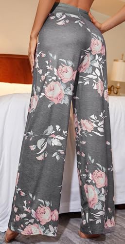 Image of Women Pajama Pants Comfy Lounge Wide Leg Casual Stretch Palazzo Drawstring Pj Bottoms Pants S-3XL