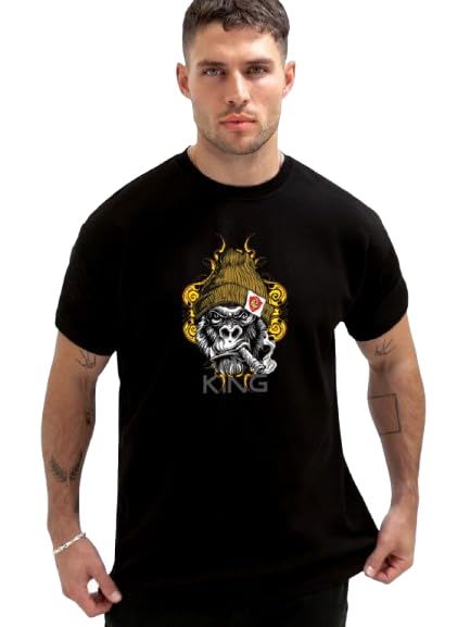Image of JUARI BE A GENTLEMAN Men's Printed Cotton T-Shirt - Round Neck, Regular Fit, Soft & Comfortable - Trendy Casual Half Sleeve T-Shirt for Everyday Wear - Stylish & Breathable Fabric for All-Day Comfort