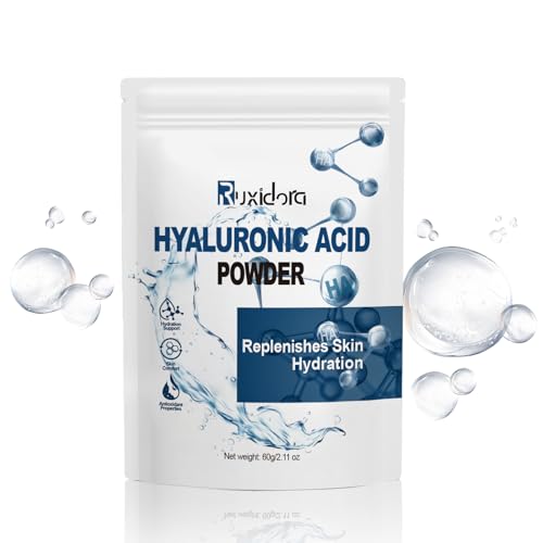 Pure Hyaluronic Acid Powder for Skin & Face (Sodium Hyaluronate) - Low Molecular Weight Cosmetic Grade DIY Serum Ingredient for Deep Hydration Acido Hialuronico en Polvo-Includes Scoop-60g(2.12oz)