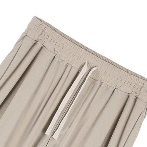Mens Casual Wide Leg Pants Elastic Drawstring Waist Baggy Pant Lightweight Cool Summer Outdoor Yoga Pant with Pockets3