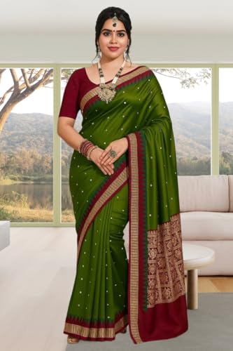 Image of NEW COLLECTION Women's Odisha Handloom Sambalpuri Pata Saree Temple Border Pasapalli Bomkai Buti Boyanika Design Saree Banarasi Soft Papa Silk Simple Ethnic Orissa Sari with Blouse Piece
