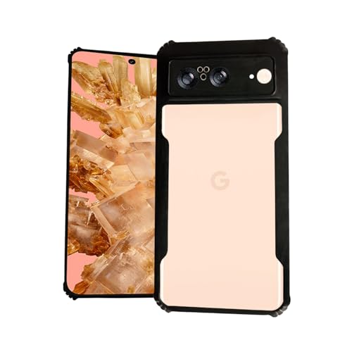 Image of AIBEX Crystal Clear Back Cover Case for Google Pixel 8 | 360 Degree Protection | Shock Proof Design | Transparent Back Cover Case (PC & TPU, Black Bumper)