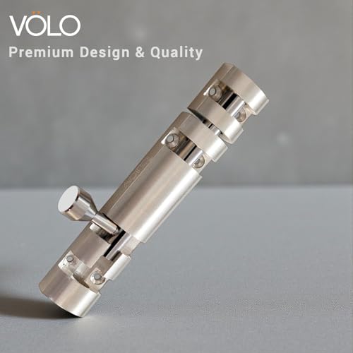 Image of VOLO Aluminium Tower Bolt with Stainless Steel Rod - Heavy Duty Door & Window Latch for Home and Office | Main Door Tower Bolt | Kundi /Chitakini | Pack of 2 Pieces (Silver, 4 Inch)
