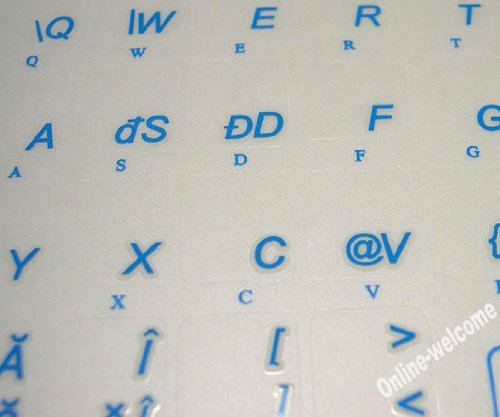 Stickers transparentes con letras azules para teclados PC miniatura 3