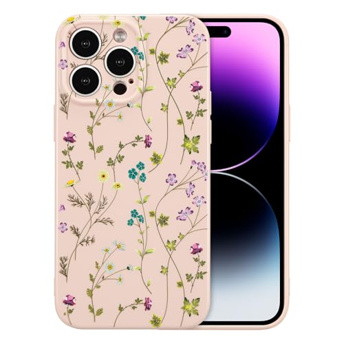 Image of RALEAVO Floral Case for iPhone 13 Pro, Flower Branch Pattern Design Cute Cover Case for Girls Women Slim Thin Soft Silicone Shockproof Anti-Slip Phone Case for iPhone 13 Pro (6.1 inch),Pink | for iPhone 13 Pro Case with Cute Flower Branch Pattern Design,Pretty Case for Girls Women,Soft Silicone Shockproof Cover