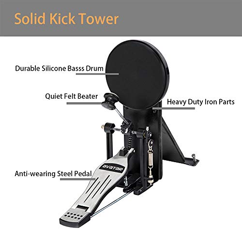 HXW SD61-5 Mesh Kit Electric Drum Set 8-Piece Electronic Drums, Dual-zone Snare and Cymbal With Choke, Drum Sticks Included