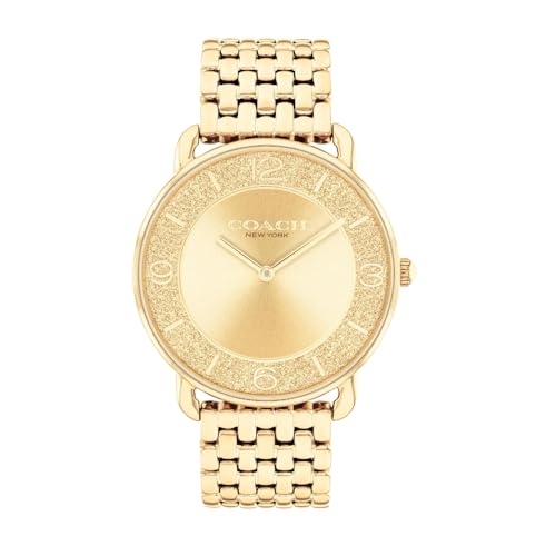 Coach ELLIOT WOMENS GOLD DIAL IONIC PLATED THIN GOLD STEEL Watch - 14504374
