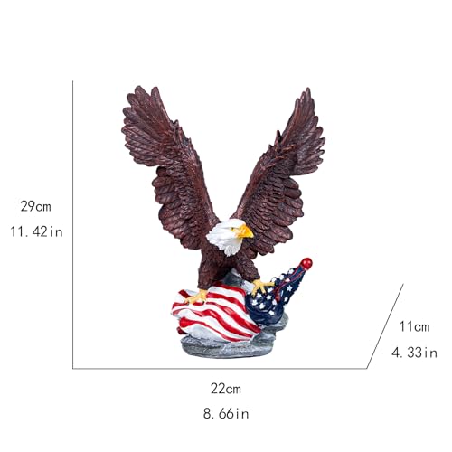 Estatua decorativa de águila calva con bandera de EE.UU. miniatura 5