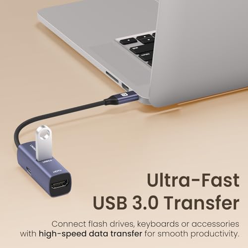 Image of Portronics MPort Swift, 3-in-1 Type-C Hub with HDMI, USB 3.0 & 100W PD Charging, 4K@30Hz HDMI Output, Type-C Connector for MacBook, Windows, Tablets & Smartphones, Aluminium Body, Plug & Play