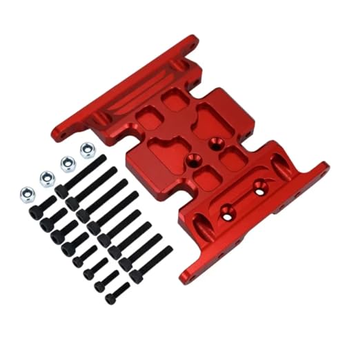 MIXVZARF RCアップグレードアクセサリー アクシャル用 SCX10 1/10 メタル シャーシ ギアボックス マウント トランスミッションホルダー スキッドプレート RCクローラー カー アップグレードパーツ (レッド)