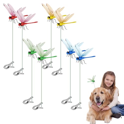 Tolego 8 Pcs Dragon Fly Clips for Bugs Repel Lent - Lifelike Outdoor Decorative Dragonflies for Patio Porch Plants Yard and Backpack Waterproof Summer Garden Ornaments
