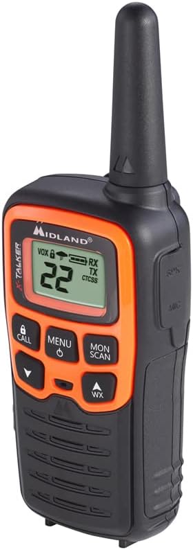 Midland- T51VP3 X-TALKER Spotting and Recovery Walkie-Talkie Long Range - FRS Two Way Radio for kids Caravanning with NOAA Weather Scan   Alert, 38 Privacy Codes - Black/Orange - 2 Pack