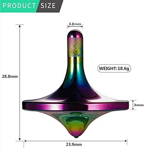 Image of Stainless Steel Spinning Top, Exquisite EDC Toy (Iridescent,S) | Perfect Balance Well Made Metal Desk Toy Spin Long Time Over 6 Minutes Great Value Durability Funny well-built best spinning