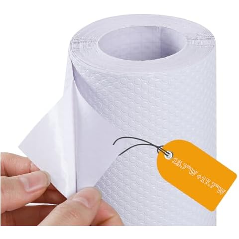 PABUSIOR Cabinet Shelf Liner Peel and Stick, 15.7 in x 12 FT and 17.7 in x 12 FT Self Adhesive Paper, Non-Slip White Drawers Liners, Easy to Cut, Removable Pantry Cupboard Liner Cover