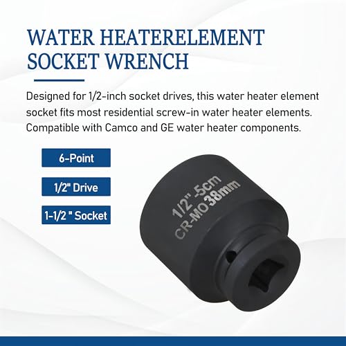 Clé à douille pour chauffe-eau bloqué pour dévisser la résistance de 3,8 cm - 4