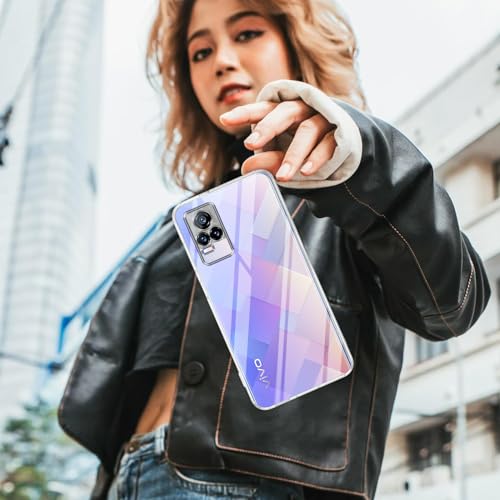 Image of Jkobi Back Cover for Vivo V21e 4G (Silicone Clear Shockproof Case with Camera Protection and Dust Plugs | Transparent)