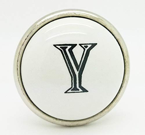 G Decor Letter White Monograms Ceramic Door Knobs (Y)