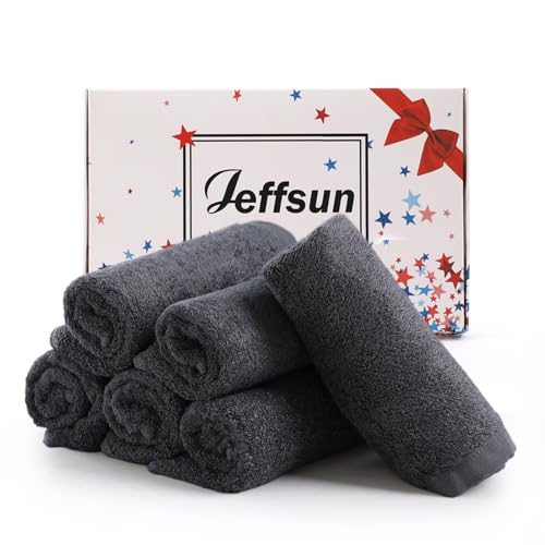 Wash Cloths 6 Pack,Super Soft Face Towels on Sensitive Skin,13''x13'',Grey