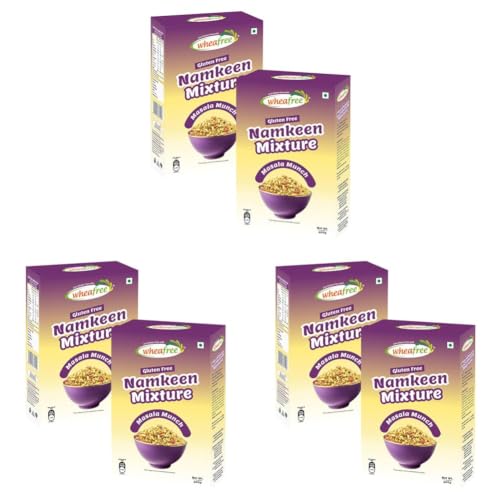Image of Wheafree Gluten Free Namkeen Mixture - Pack of 6 (400g each) | Khatta Meetha Farsan Snack with Peanuts, Chickpeas, Rice Puffs & Traditional Indian Spices - Healthy, Crunchy, Celiac-Friendly Snack