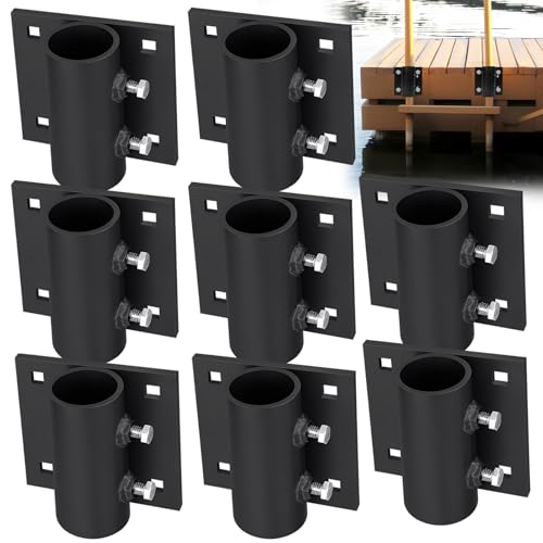 folosem Dock Brackets Hardware Floating Dock Posts Hardware Holder Sleeve for Pipe Pole Dock Stationary Galvanized Black 55 Dock Accessories with Adjustable Mounting Screws - 8 Pack
