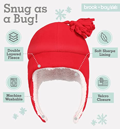 Baby & Toddler Sherpa Lined Fleece Winter Hat & Mitten Set - Warm Snow Trapper Pom Hat & Gloves For Infant Kids, Boys & Girls #TOP3