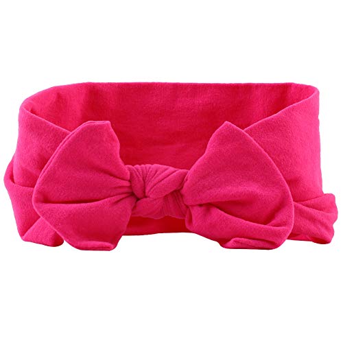 AKOAK 1 Pack Solid Color Skin-friendly Baby Headband Elastic Soft Nylon Headband Cute Baby Bow Headband (Rose red)2