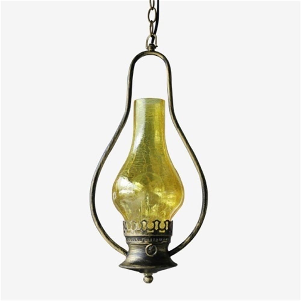 Lampe suspendue réglable anti-éblouissement en verre craquelé jaune rétro