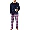 Lovasy Fleece Schlafanzug Herren Lang Winter Warm Pyjama Set Zweiteiliger Herrenschlafanzug Langarm Frottee Schlafanzüge für Herren,Blau/Kariert,XL