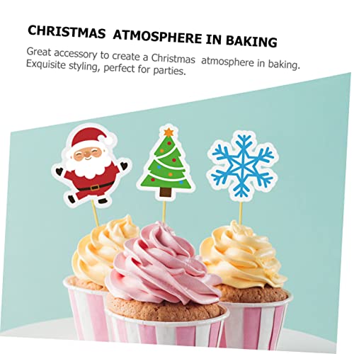 UPKOCH 60 Pçs Cartão De Cupcake Decoração De Desenho Animado Papai Noel Adoráveis ​​Chapéus De Decor