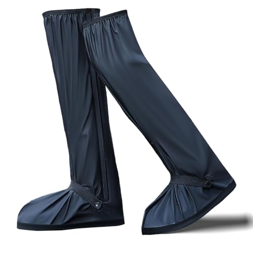 Image of 23.62 Inch Rain Shoes Cover for Men Women, Tall Waterproof Shoe Cover Protector, Reusable PVC Shoe Cover for Rainy Season with Reflective Strips for Outdoor Activities and Rainy Season
