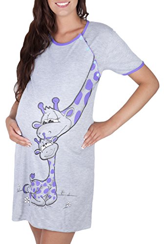 Mija 2 en 1 Maternidad y Lactancia Camisón Algodón 2050, Morado (, S