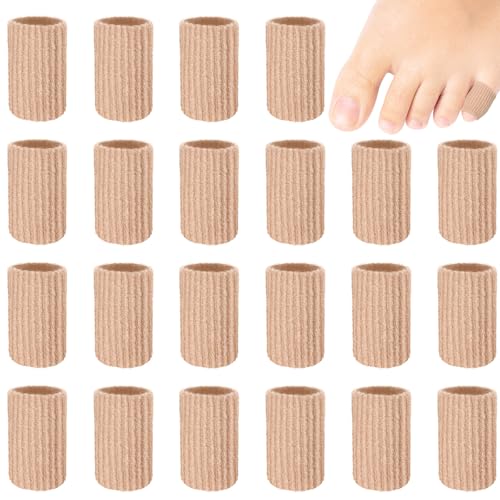 Image of Blulu 24 Pieces Toe Tubes 0.98 Inches Cushion Tube Corn Pads for Toes Sleeves Soft Gel Protectors for Cushions Corns Blisters Calluses 3 Size (Skin Color,X-Small)