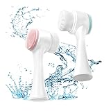 2PCS Double-headed Manual Facial Cleansing Brush Set, 2 in 1 Soft Bristle and Silicone Face Cleaning...