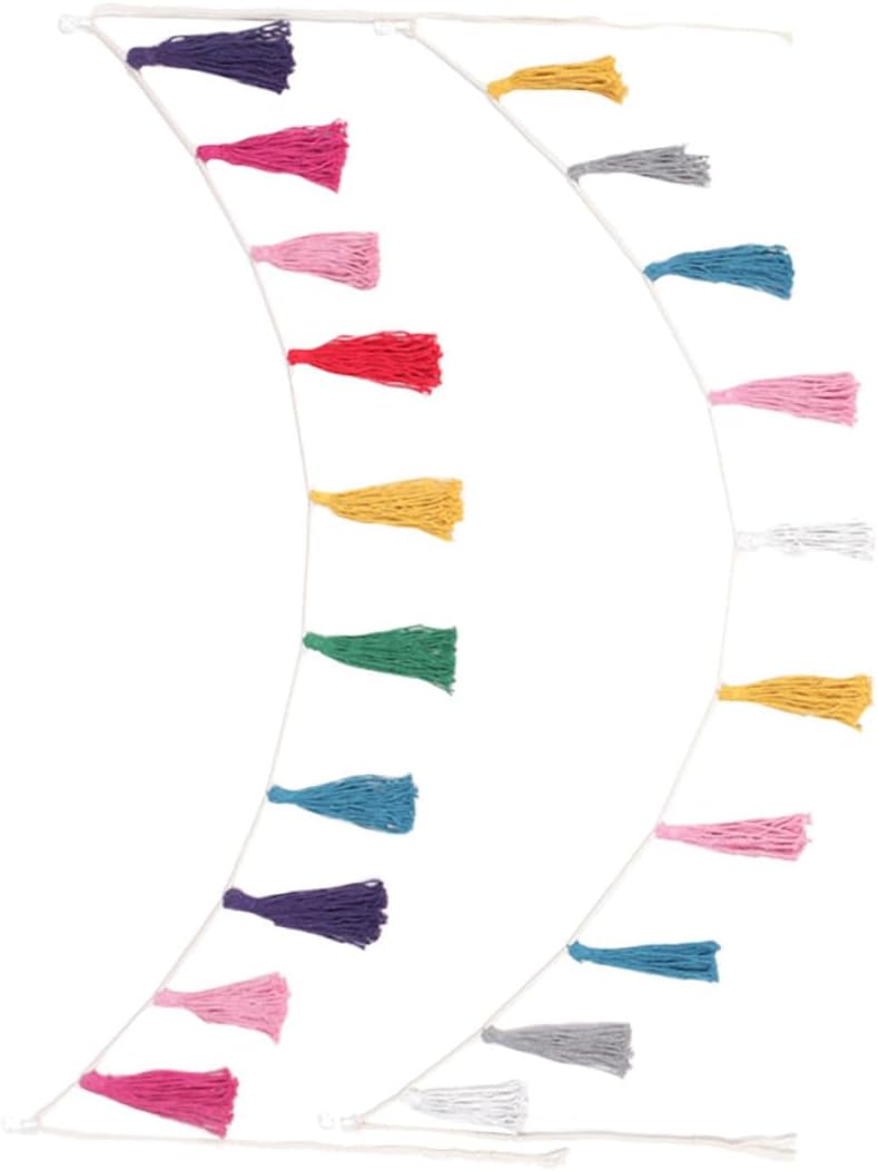 Bohemia Colorful Tassel Garland Wall Hanging Decor Handmade Weaving Pendant for Home and Party Decoration 2pcs Rainbow Boho Banner Set