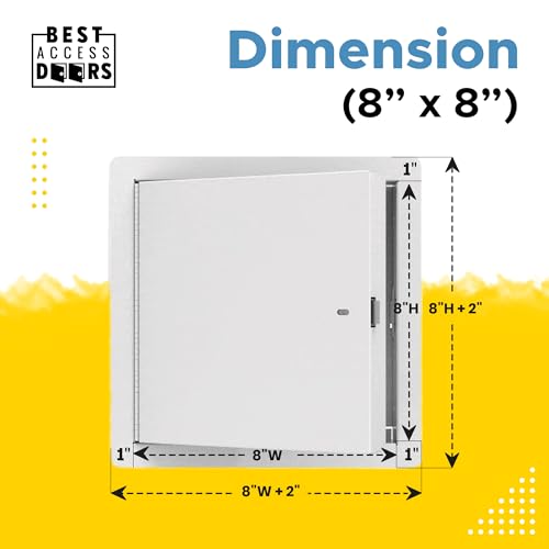 Image of Best 8 inch x 8 inch Insulated Fire Rated Metal Access Panel - Insulated Wall Access Door with Flange, 3-Hour Rated, 20-Gauge Galvanneal Steel, LEED Compliant, BA-FRI