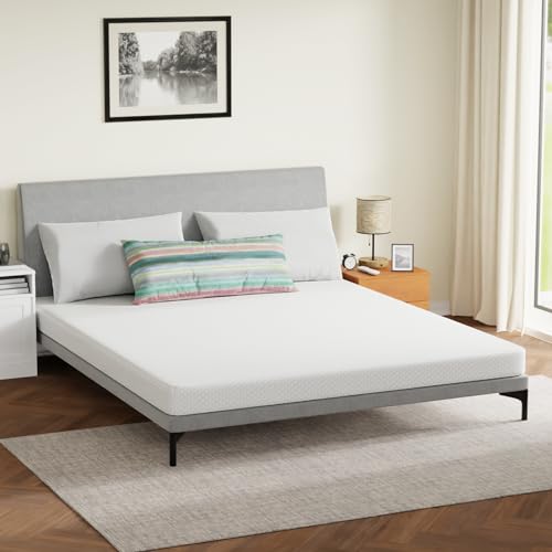Image of FDW | 5 Inch California King Mattress | Medium Firm | Gel Memory Foam Mattress | White | Bed in a Box, CertiPUR-US Certified | Pressure Relief, Cooling Ventilated Foam | Washable Removable Cover