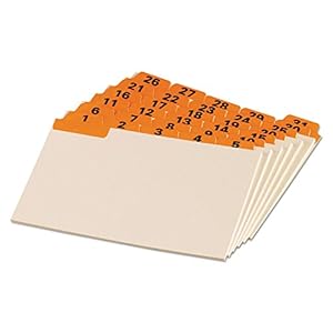Oxford 04634 Laminated Tab Index Card Guides, Daily, 1/5 Tab, Manila, 4 X 6, 31/Set