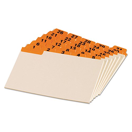 Oxford 04634 Laminated Tab Index Card Guides, Daily, 1/5 Tab, Manila, 4 X 6, 31/Set