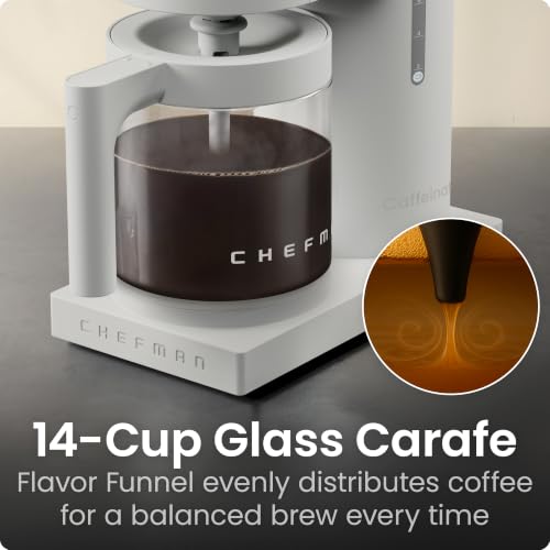 Chefman Caffeinator Programmable Drip Coffee Maker, 14-Cup Glass Carafe with 1-4 Cup Brewing, Classic & Bold Settings, 24-Hour Timer, Customizable Warming Plate, Reusable GoldTone Filter - Concrete - image 5