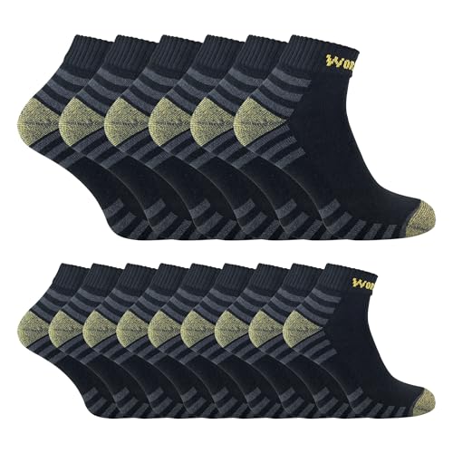 Chaussettes de travail homme anti trou avec pointe renforcée lot de 15 paires coton