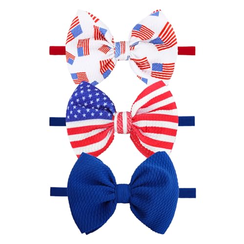 YanJie 4th of July Bows for Baby Girls Bows 0-6 Months Fourth of July Headband Hair Accessories Red Hair Bow Flage Toddler Patriotic Headband