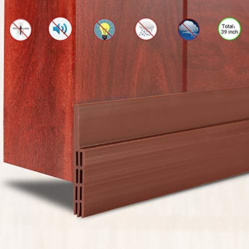 AIMINTSEN Door Draft Stopper 2" W x 39" L for Exterior/Interior Door Seal Bottom Weather Stripping for Soundproof Dust Stopper (Brown)