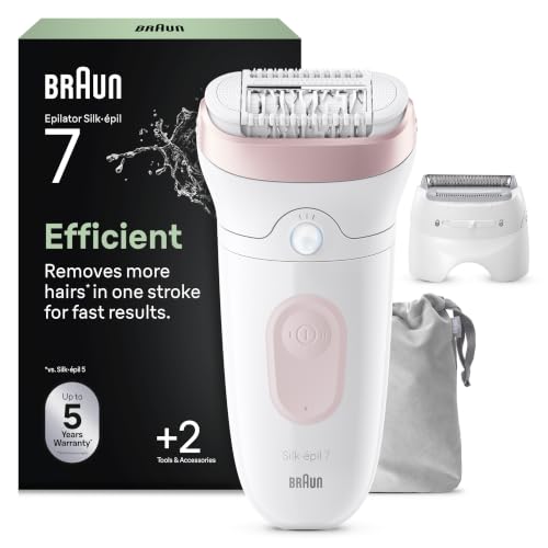 Braun Silk·épil 7 Depiladora Eléctrica Mujer, 7 030, Blanco/Flamenco