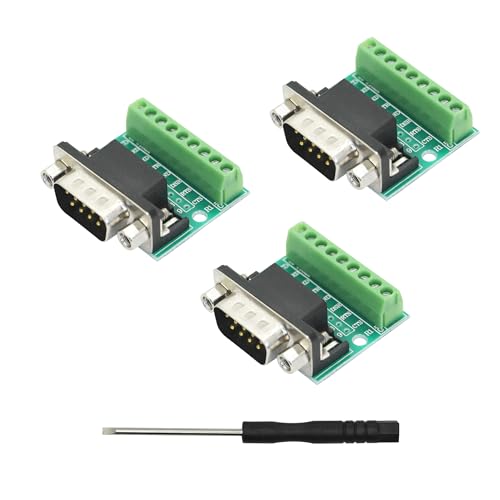 Aurorapath 3-Pack DB9 Screw Terminal Block Male Plug Adapter D-SUB 9pin Breakout Adapter Plate Connector RS232 Serial to Terminal Board Signal Module