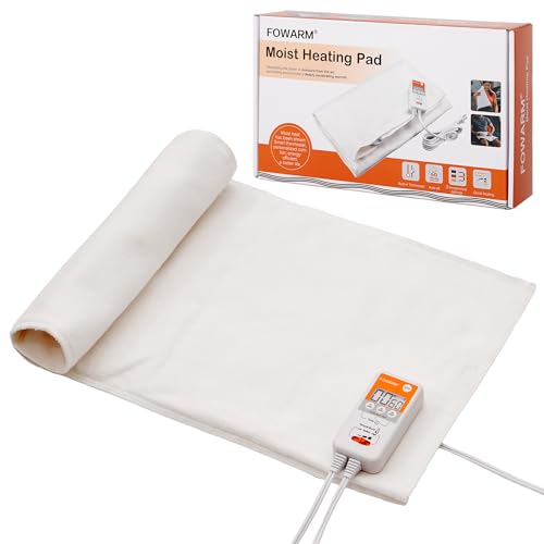 FOWARM Moist Heat Heating Pad for Back, Neck, Shoulder and Period Cramps, Weighted Electric Heating Pad for Deep Pain Relief, Auto Shut Off, Washable Removable Soft Cover, Large 11.8'x26'