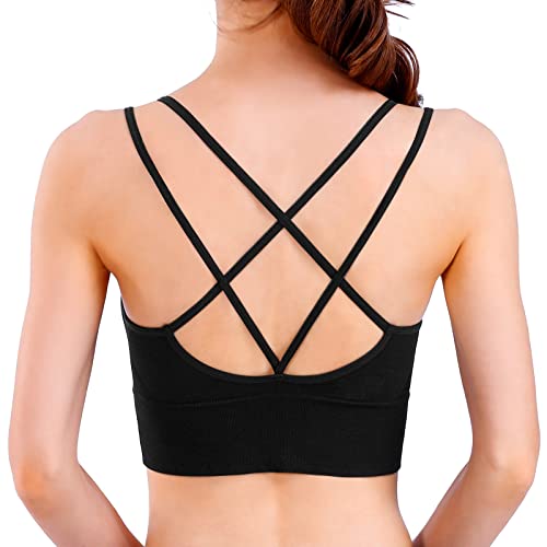 FVXYnnv Sport-BH mit gekreuztem Rücken für Damen, Yoga, Laufen, Fitness, Fitnessstudio, Camisole, Schwarz , M Cover