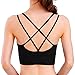 Sport BH Damen Schwarz Gekreuzt Rücken Bustier ohne Bügel Starker Halt Push Up Frühling Sommer Bra Große Brüste für Yoga Fitness Laufen Joggen (XL)