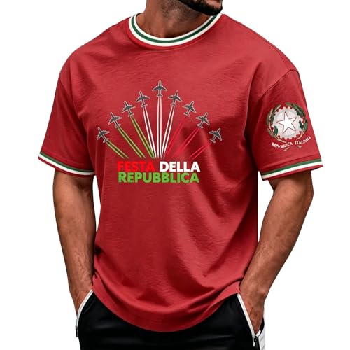 T-shirt de sport Italie pour homme avec col Henley boutonné