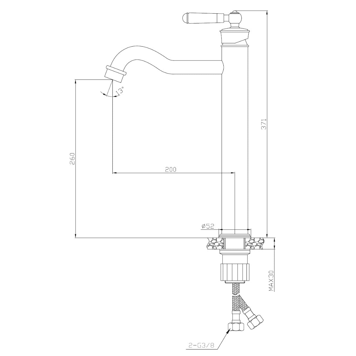 Essebagno 9021432 Leeds bateria umywalkowa retro wysoka miedź